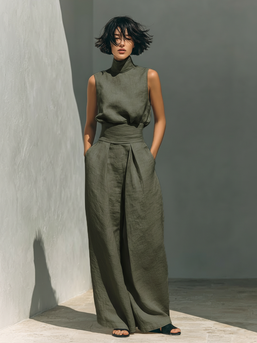Maria • Conjunto minimalista de lino y algodón