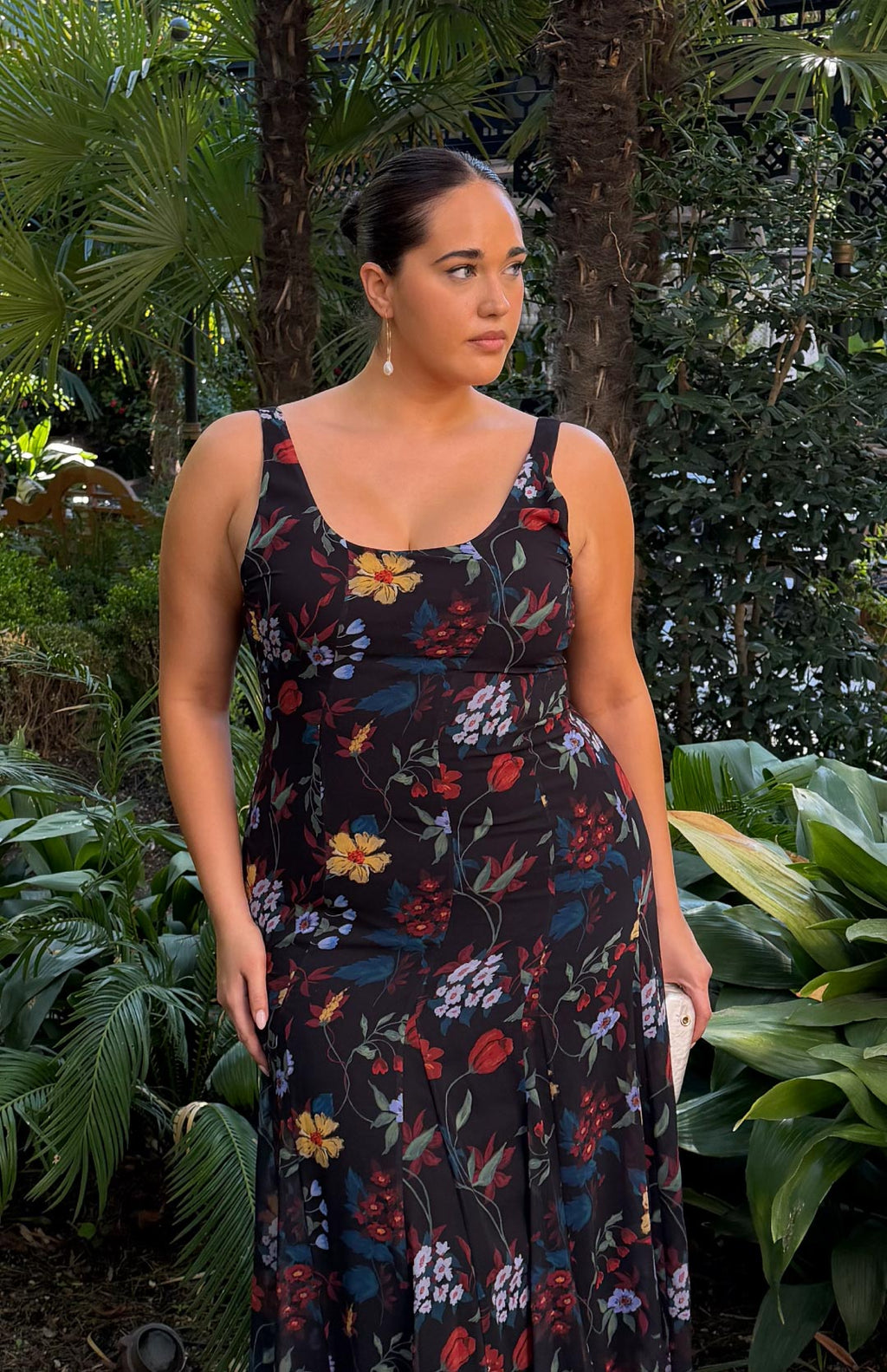 Vestido Ondina Flores Negro