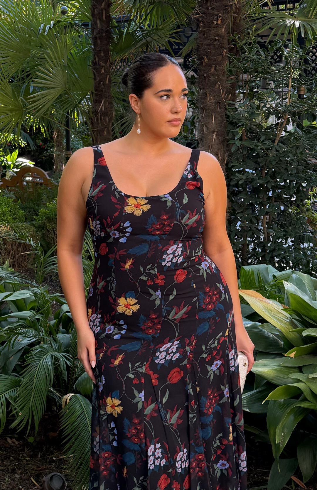Vestido Ondina Flores Negro
