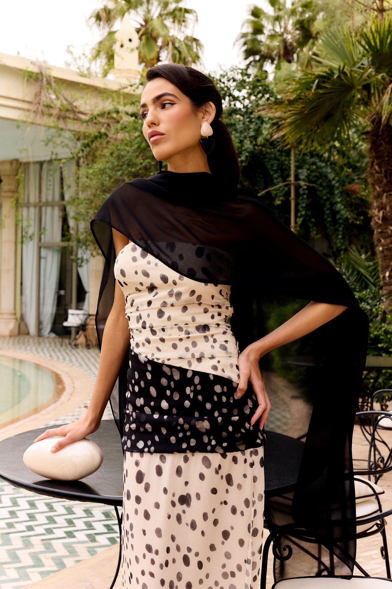Vestido Camille Topos Crudo