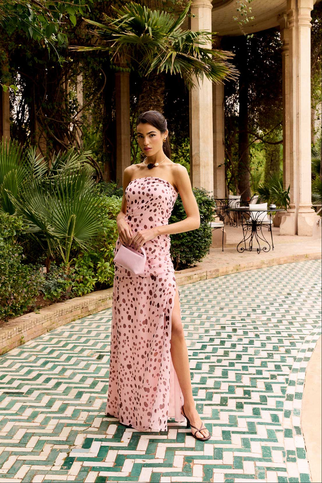 Vestido Camille Topos Rosa