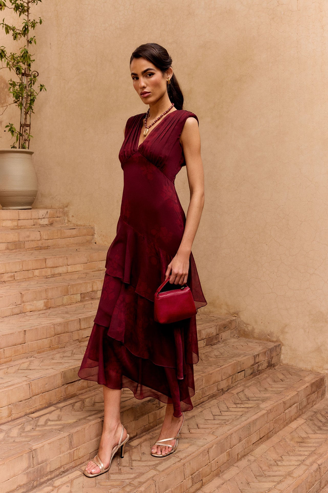 Vestido Sandara Ipé Granate
