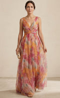 Vestido Largo Floral con Escote en V